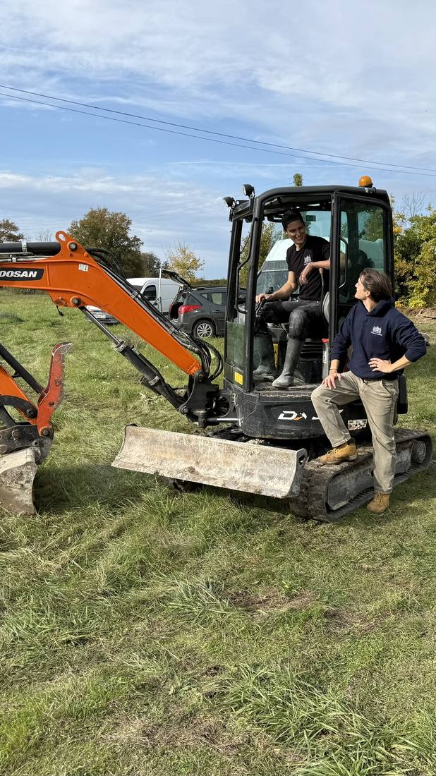Operating a Doosan excavator on the grounds